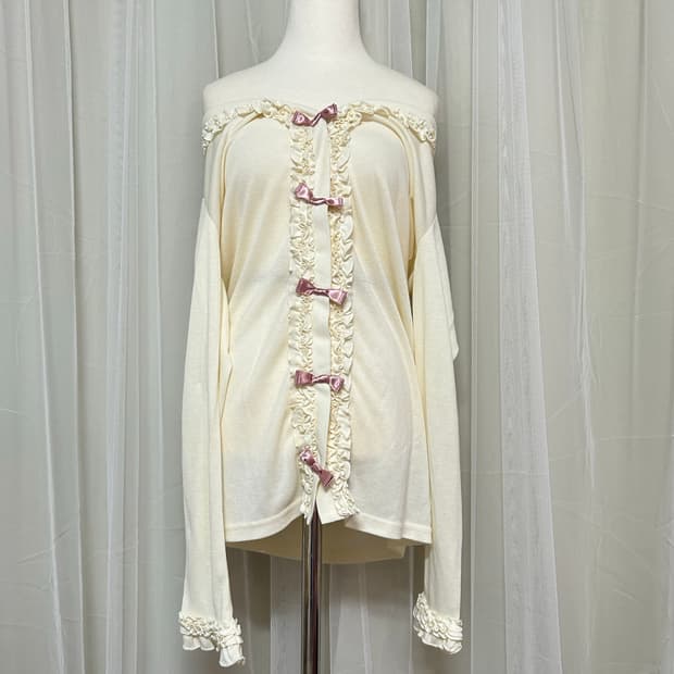 And love 히메갸루 페어리 리본 오프숄더 레이스 가디건 