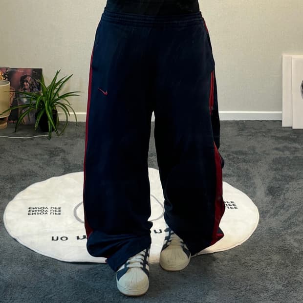 90s NIKE 올드스쿨 네이비 레드라인 트랙팬츠