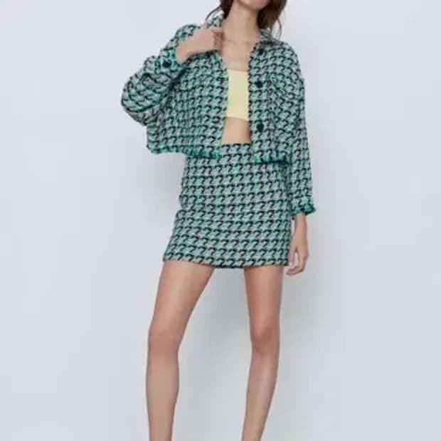 zara 자라 크롭 트린지 트위드자켓 S