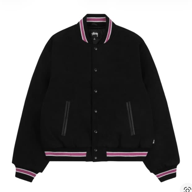 스투시 S 토크 멜튼 바시티 자켓 블랙 xl