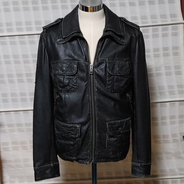 (100% 가죽) 슈퍼드라이 베컴 가죽 자켓 M (95~100)