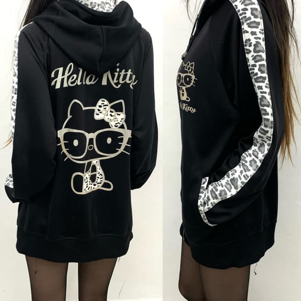 Hello kitty leopard gal jersey top 