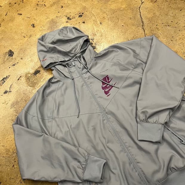 [정품/XL] 나이키 바람막이 회색 후드 집업 b14