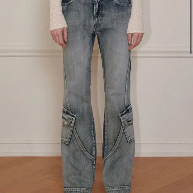 보헤미안서울 WASHED BLUE CARGO BOOTCUT, BLUE