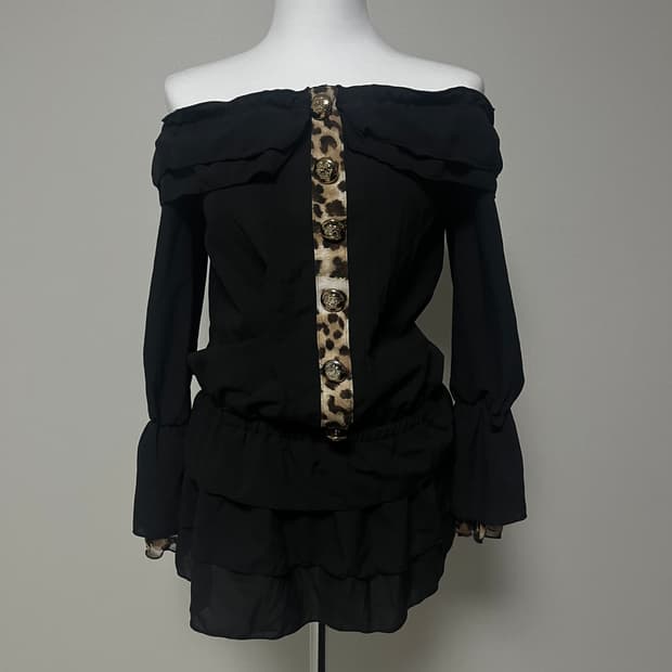 d.i.a 다이아 오프숄더 호피 갸루 원피스