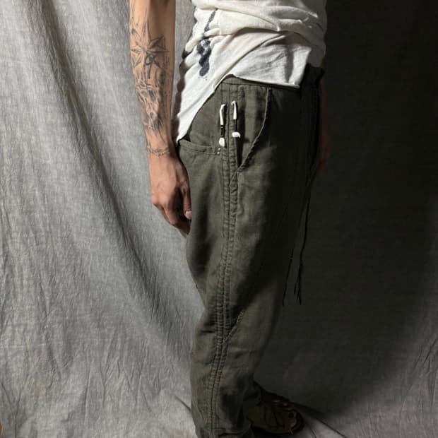 KMRii Linen Braided-String Tapered Pants