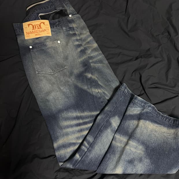 [L] Namesake 오버크로스 데님 리뎀드 블루