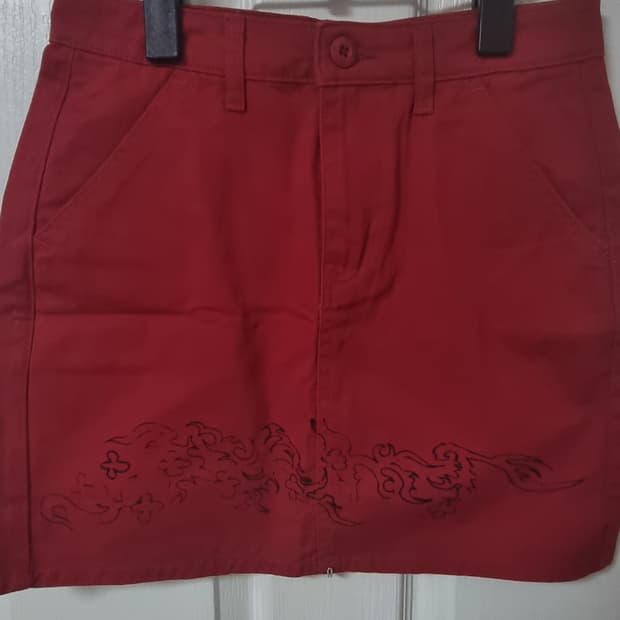 Mschf×dpgp chino mini skirt crimson red 