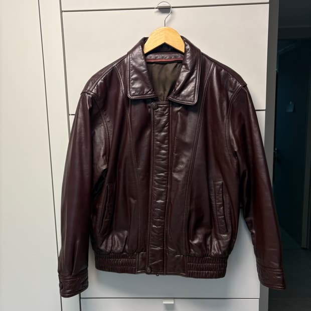 빈티지 버건디 레더 봄버 자켓 95-100사이즈 선플라워 맛