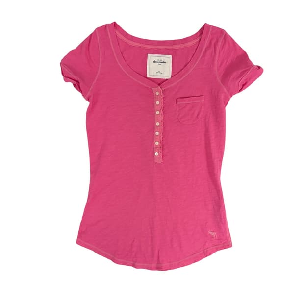 아베크롬비 핑크 슬림 티셔츠