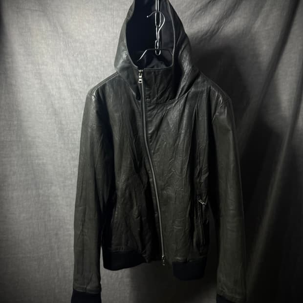 LHP Asymmetric Pigskin Hooded Leather