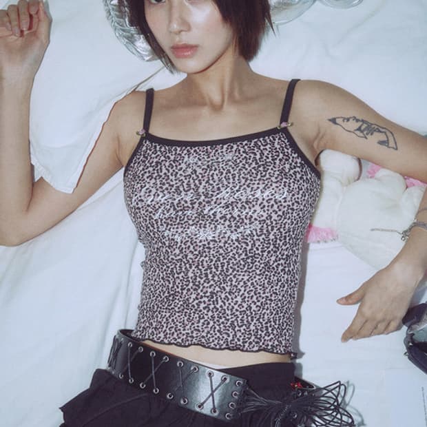 니어노어 레오파드 슬리브리스 핑크
