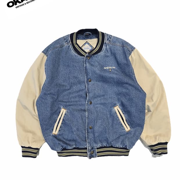 90's gear 데님 바시티 자켓