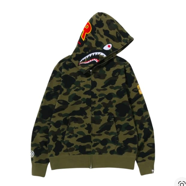 bape 베이프 녹계 샤크 카모 후드집업
