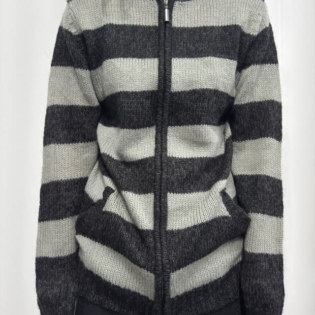 chami chami stripe knit hood zipup