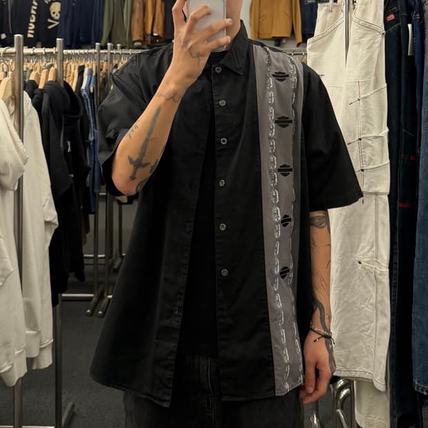 XL) 할리데이비슨 빈티지 체인 프린팅 반팔셔츠