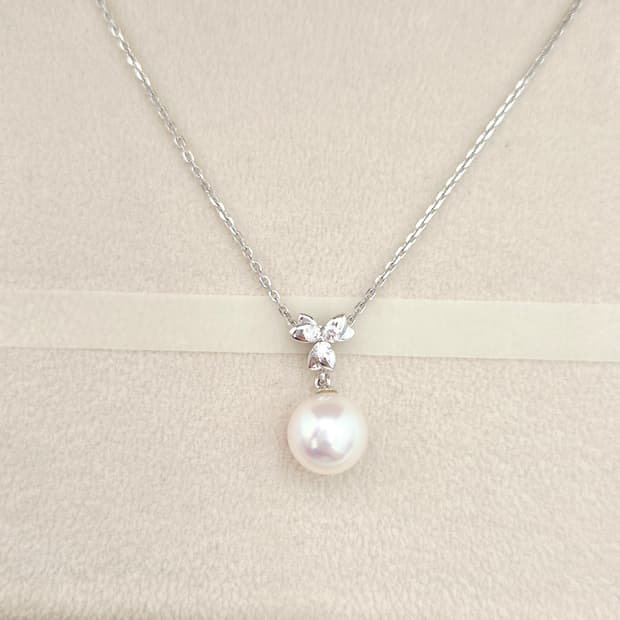 골든듀 다이아 진주 화이트골드 목걸이