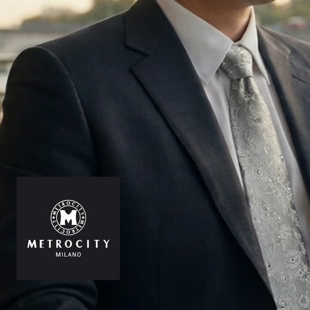 메트로시티 실버 자카드 페이즐리 넥타이 9.5cm S등급 G15