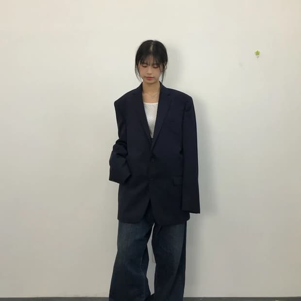 Burberrys Vintage Wool Blazer Navy