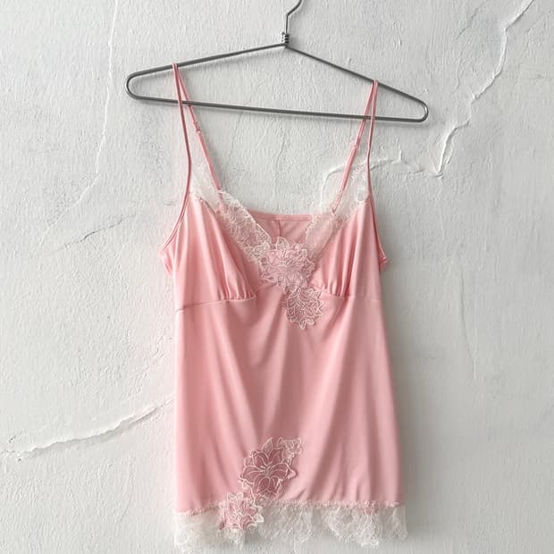 BabyPink Floral Appliqué Lace sleeveless