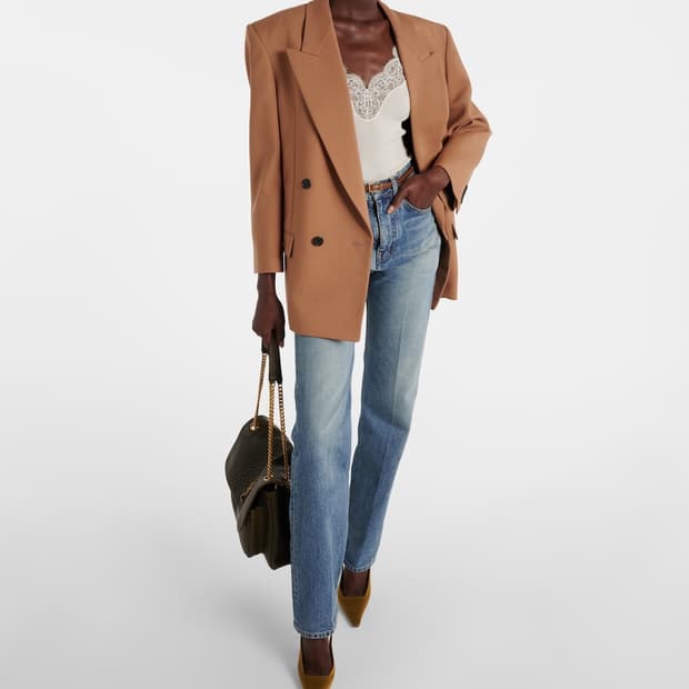 [고현정님 착용] 생로랑 24fw 울 개버딘 베이지 자켓