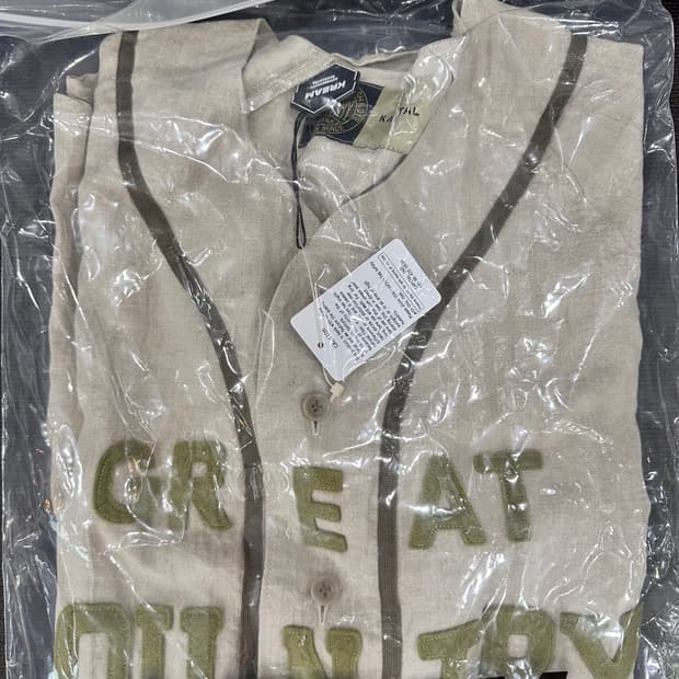 3) 캐피탈 프렌치 리넨 그레이트 컨트리 베이스볼 셔츠 베이지