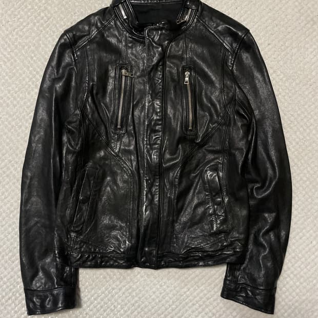 광희시장 웨스턴 무드 램스킨 양가죽 절개 레더 자켓