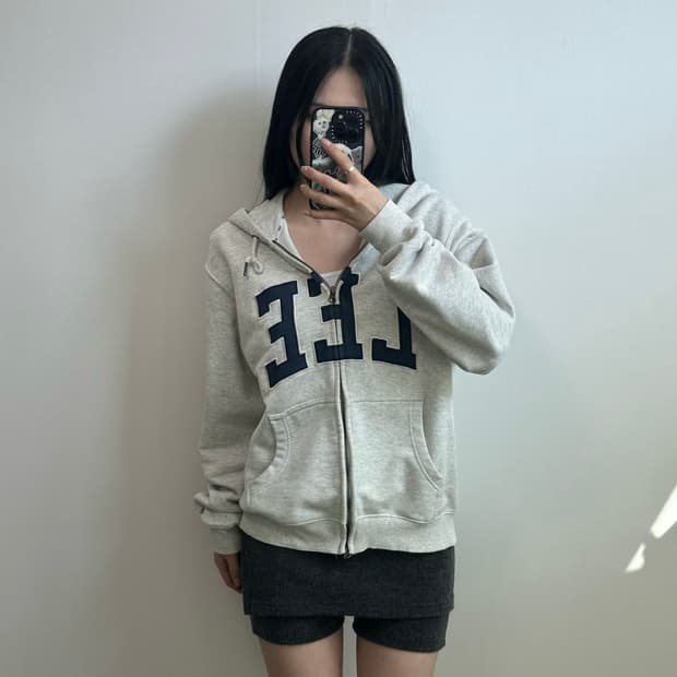 Lee 리 자수로고 그레이 후드집업
