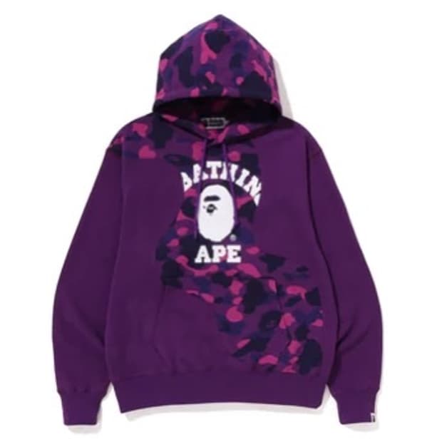 베이프 BAPE 퍼플 컷팅 카모 후드티 XL
