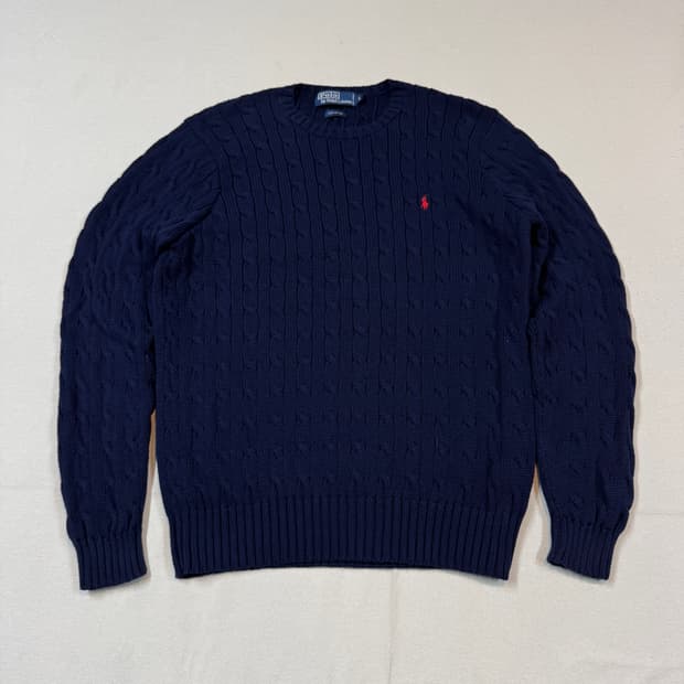 L) 폴로 랄프로렌 케이블 꽈배기 니트 네이비