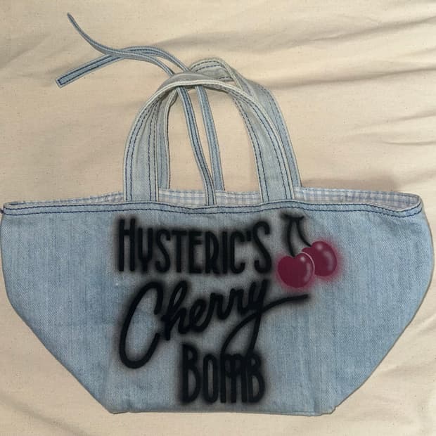히스테릭글래머 체리밤 미니 데님 도트백