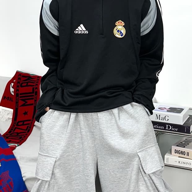 아디다스 04-05 레알 마드리드 반집업 트레이닝탑 XL