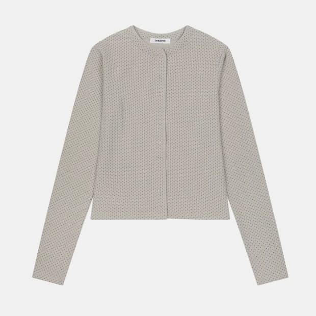 오헤시오 저지 버튼 가디건 그레이 도트