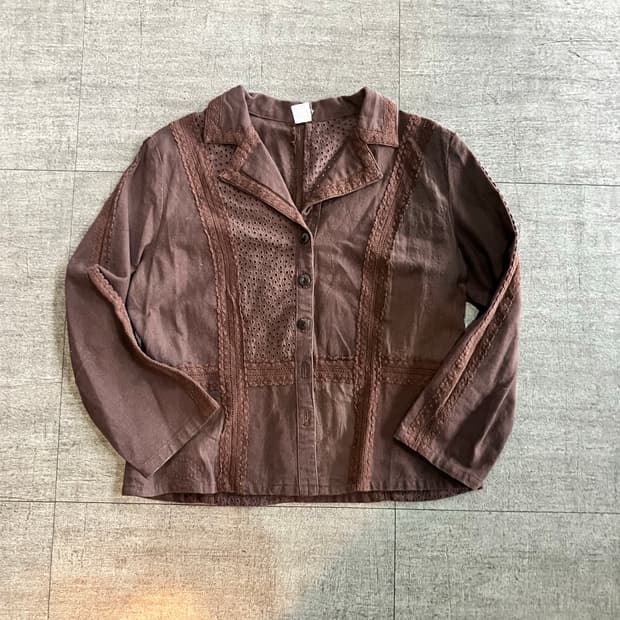 일본빈티지 하구미모리걸 달천깔페어리 레이스자켓 초코브라운