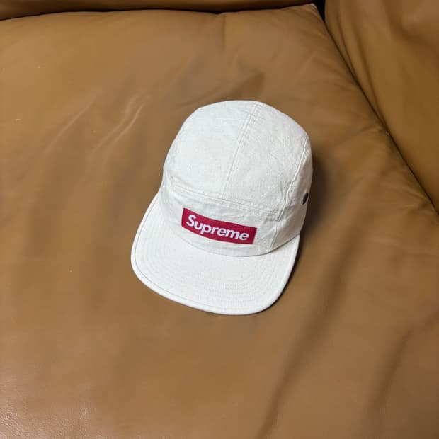 Supreme 슈프림 캠프캡 모자 Washed Canvas Natural