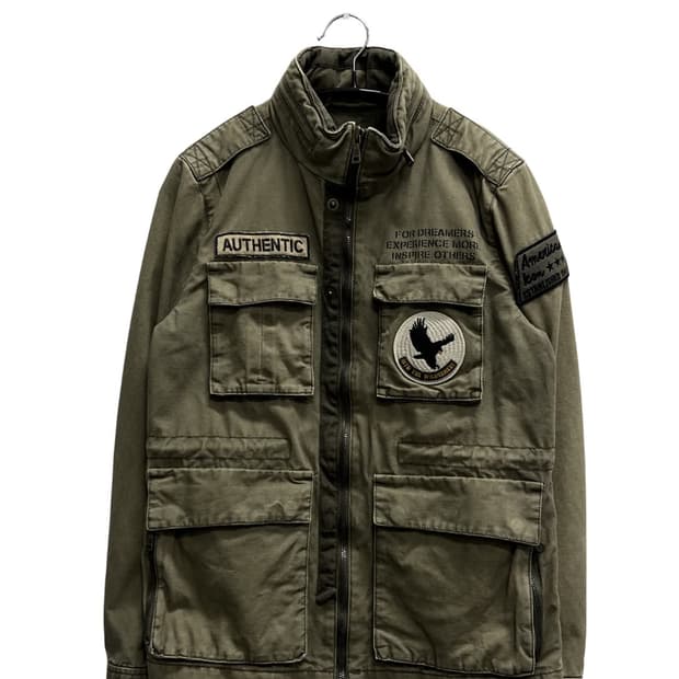 (S) 지프 올드스쿨 패치로고 사파리 헌팅 자켓 카키