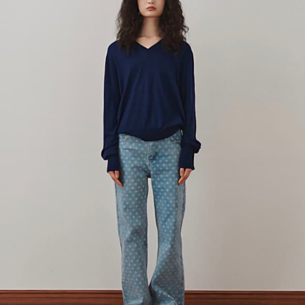 PLZPROJECT V넥 니트 네이비