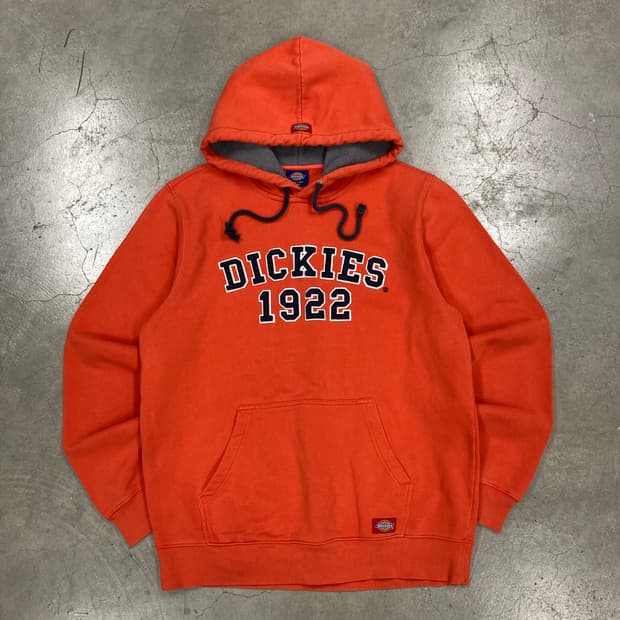 디키즈 오렌지 컬러 스펠아웃 빅로고 후드티