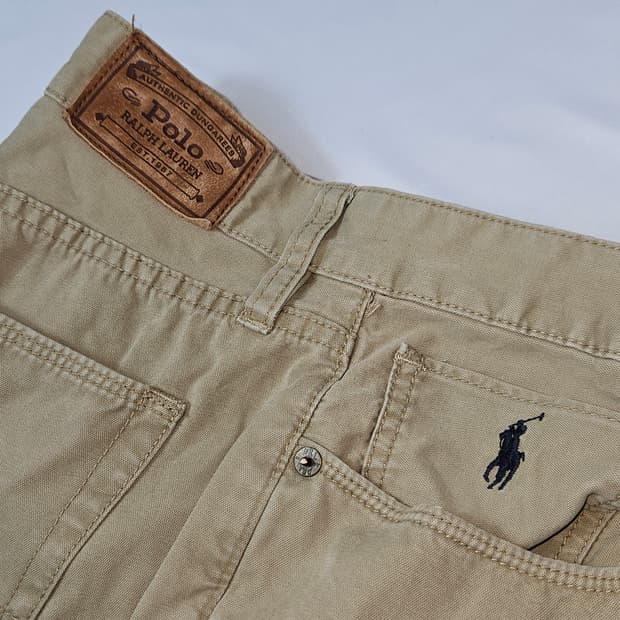 폴로 랄프로렌 가죽패치 데님팬츠 포니로고 빈티지 치노팬츠 바지 36