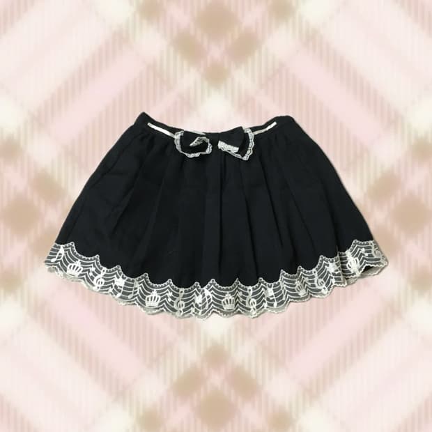 엑시즈팜 레이스 리본 블랙 스커트 치마 라떼 히메 오네 갸루 러블리