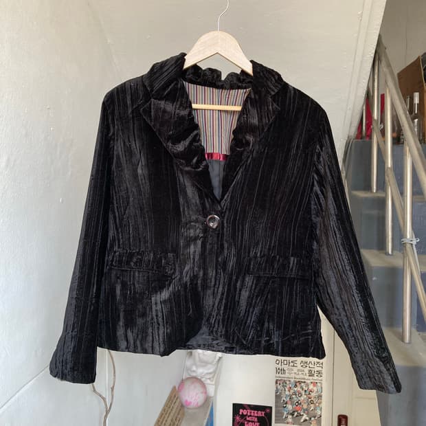 빈티지 벨벳 버튼 자켓