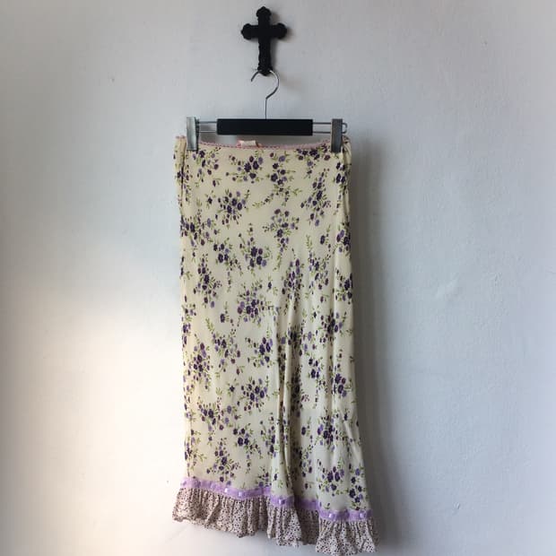 Flower pattern midi skirt