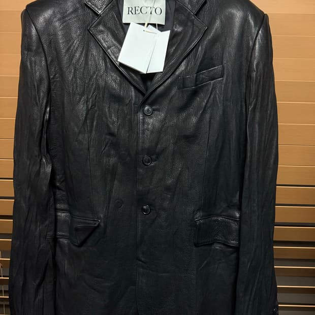 [새상품] 25FW 렉토 크링클 레더 싱글 자켓 블랙