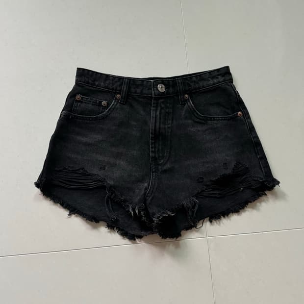 자라 흑청 데님 반바지 자라 반바지 자라 찢청 팬츠