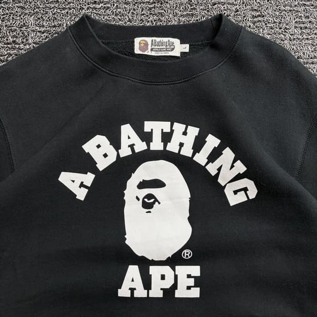 베이프 컬리지 크루넥 스웻 셔츠 블랙 2544