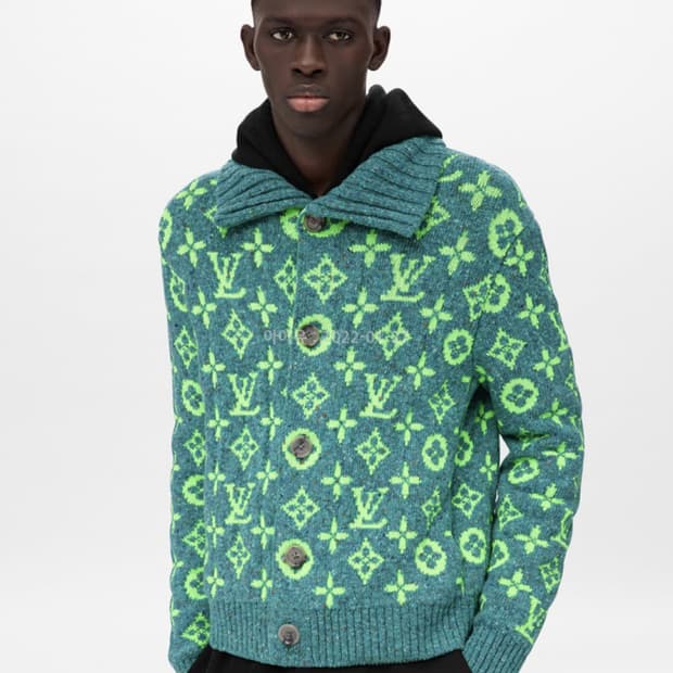 루이비통 모노그램 시그니처 레귤러 리브드 울 가디건