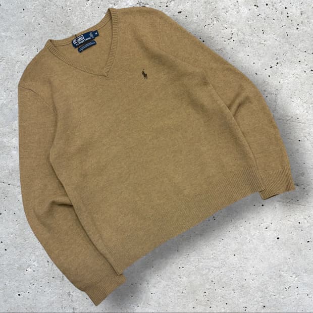 [M] 폴로 랄프로렌 램스울 브이넥 니트 베이지 D532