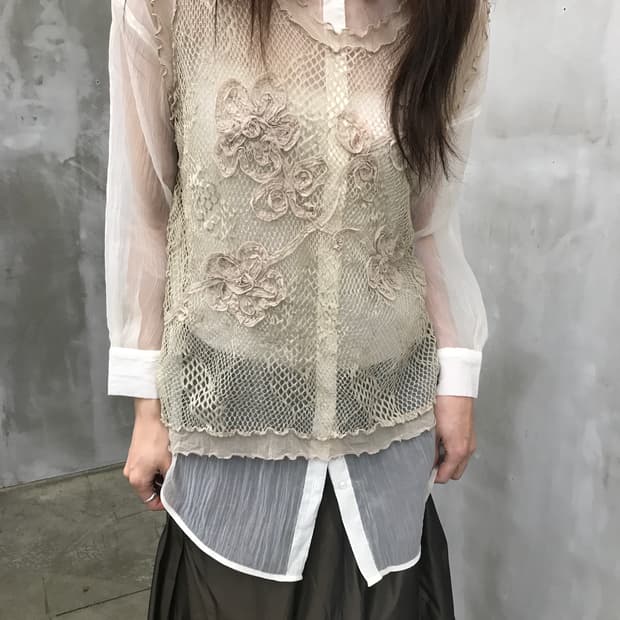 Vest*sheer shirt set