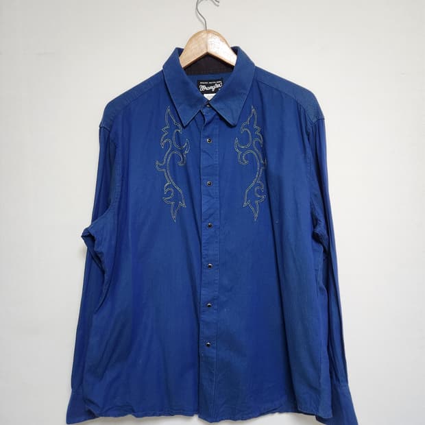 랭글러Wrangler 패턴 웨스턴 셔츠 XL - S85