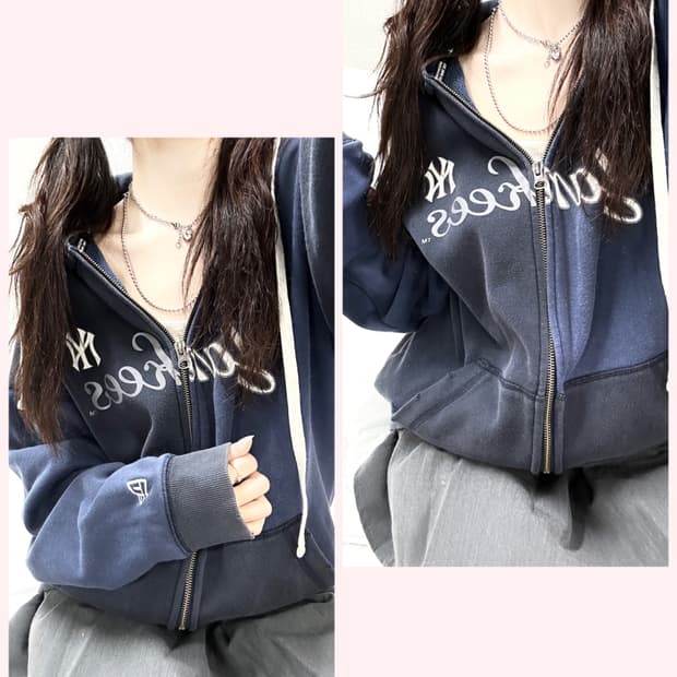 MLB 뉴욕양키스 빅로고 배색 후드집업